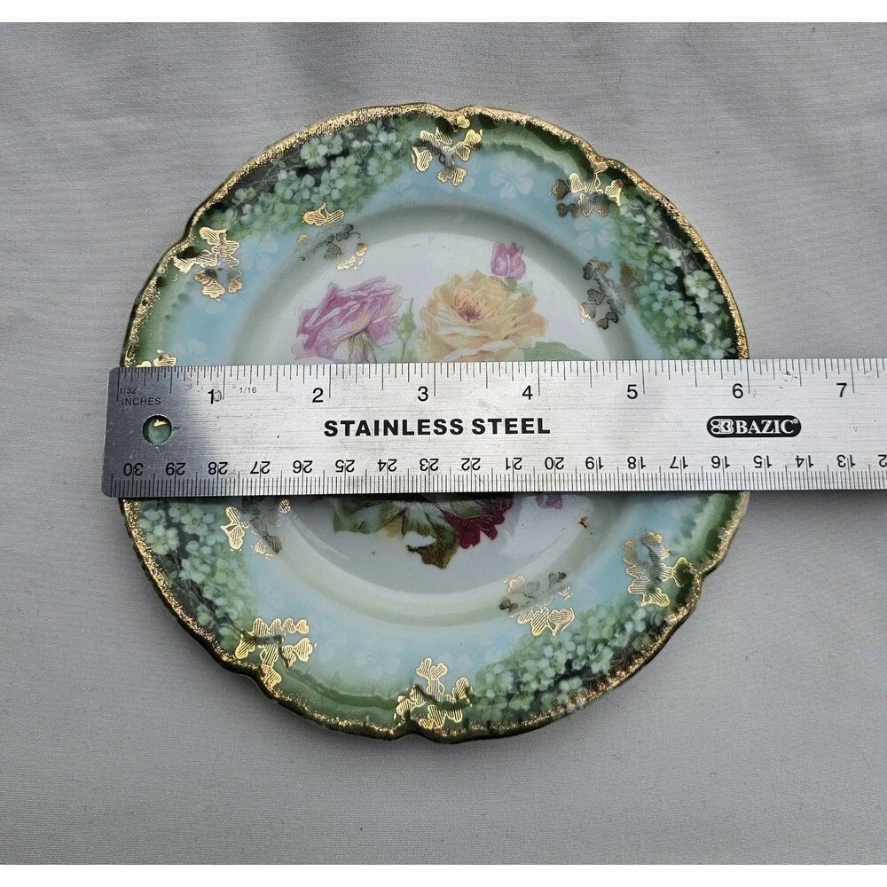 Vintage Three Crown China Germany Salad/Dessert Plate With Gold Accents 6 Inch
